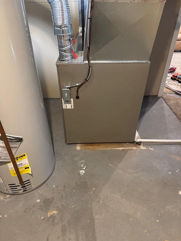 Successfully installed a Bryant 80% efficiency furnace in customer's basement, including proper connections to existing ductwork with sealed joints and appropriate gas line installation. Additionally, installed a humidifier system and ensured all components were properly functioning before completing the service.