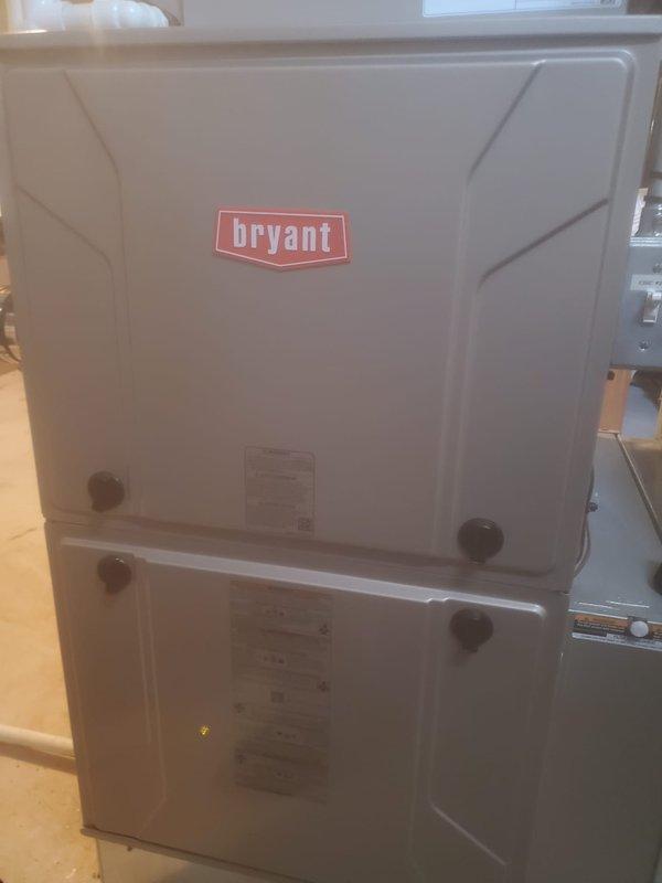 Completed scheduled maintenance on Bryant furnace system. Performed comprehensive inspection of internal components including control boards, wiring connections, and PVC ventilation system. All systems functioning properly with no issues detected; unit left in optimal operating condition.