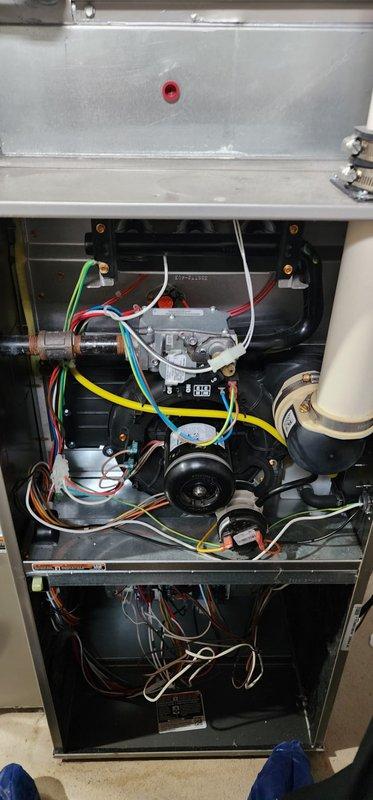 Conducted annual maintenance on Bryant furnace, including inspection of motor assembly, electrical connections, and control board components. Verified proper operation of all systems and prepared necessary documentation for consumer rebate program. Unit is functioning within manufacturer specifications with no issues identified.