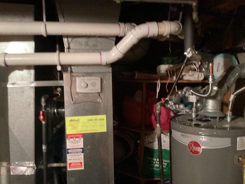 Successfully installed new Lennox furnace and humidifier in residential mechanical room, including proper PVC venting with primer-sealed joints. Completed installation of all connections to existing Rheem water heater and verified system operation according to manufacturer specifications.