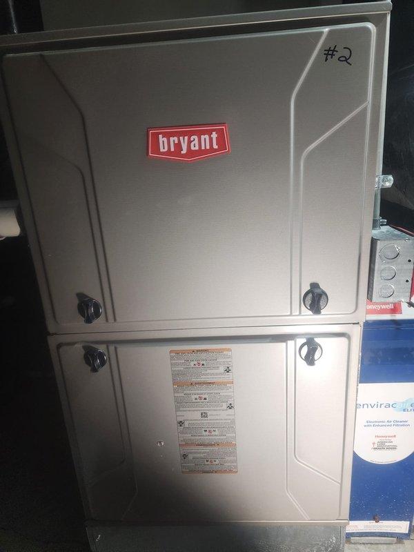 Performed annual heating maintenance on 2018 Bryant furnace system as part of Worry Free Service Agreement. Inspected and cleaned interior components including blower motor assembly, circuit board connections, and PVC venting system. All components functioning properly with no issues noted.