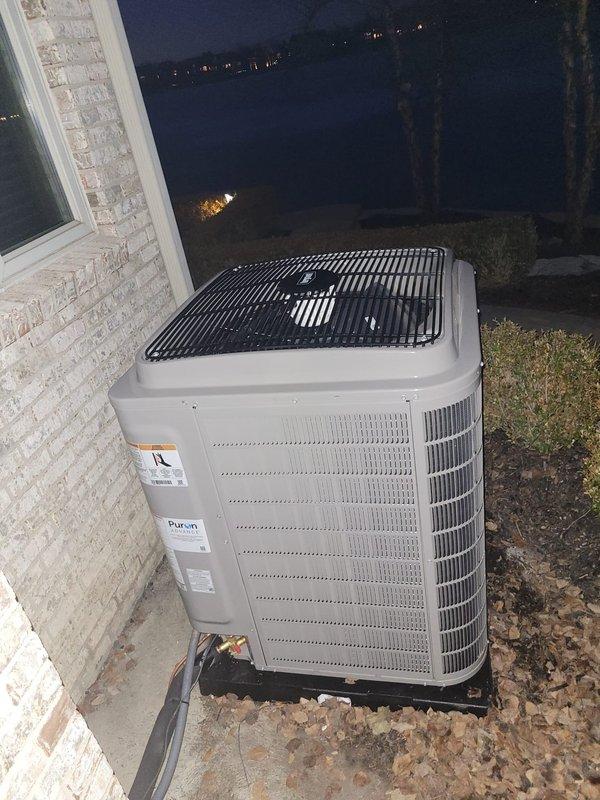Completed installation of a new Bryant HVAC system, including furnace, air conditioning unit with Puron refrigerant, humidifier, and Connex thermostat. Mounted outdoor condenser unit on proper foundation with appropriate clearance, connected refrigerant lines, and installed electrical disconnect. Additionally installed fan assembly for existing boiler and verified all components are functioning correctly with proper airflow and system communication.
