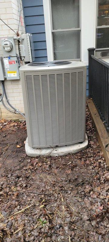 Successfully completed installation of a complete Lennox HVAC system including furnace, air conditioner, S40 thermostat, humidifier, and Air Scrubber. Work involved replacing the short lineset, relocating the thermostat per specifications, and properly mounting the condensing unit on a concrete pad with appropriate electrical connections.