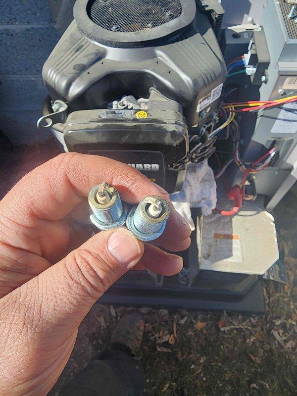 Performed scheduled Generator Maintenance 10-12 on Vanguard GXT outdoor generator unit, including inspection of engine components and replacement of worn spark plugs to ensure optimal performance and reliability.
