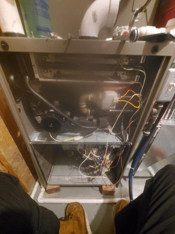 Performed scheduled preventive maintenance on Lennox furnace system. Completed comprehensive inspection of all internal components including motor, wiring connections, and ventilation system. Unit is functioning properly with no issues identified; all PVC venting properly secured and system ready for heating season.