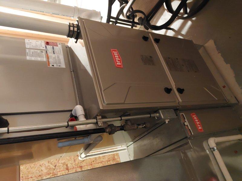 Completed scheduled maintenance on Bryant residential HVAC system per Worry Free Service Agreement. Performed comprehensive heating system inspection of the furnace unit, including examination of all PVC ventilation/drainage pipes, ductwork connections, and operational components. System is functioning properly with no issues identified.