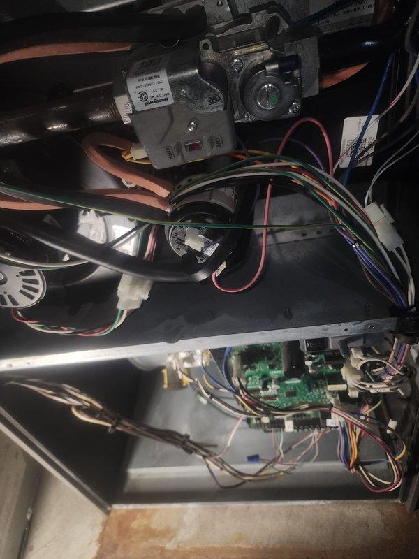 Performed comprehensive maintenance on two furnace systems and resolved customer's thermostat issues. Inspected and documented condition of internal components including circuit boards, wiring connections, and motor assemblies. Systems were returned to proper working order with all electrical connections verified and secured.