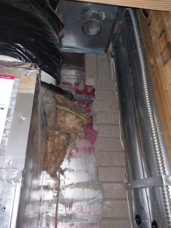 Performed dual furnace maintenance with thorough cleaning of ventilation ducts and exhaust pipes which showed significant dust accumulation at connection points. Inspected flexible ducting and checked exposed insulation in utility area, noting proper function of both heating systems despite debris buildup.