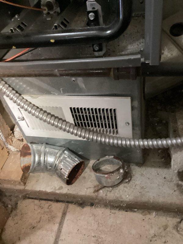 Performed comprehensive assessment of existing HVAC furnace system (Quote #03860-03 and #03859-01) and documented replacement requirements. Inspected electrical control board connections featuring multiple wire harnesses and evaluated blower motor assembly condition. Examined ventilation components including flexible metal ductwork, vent covers, and connection points to ensure proper system integration for the proposed replacement.