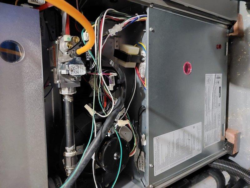 Performed comprehensive maintenance on two Lennox furnace systems (8-10). Inspected electrical components including wiring connections, gas valve assembly, and blower motor functionality. Systems were found to be properly installed with PVC ventilation pipes and copper connections in good condition. Both units operating within normal parameters following service.