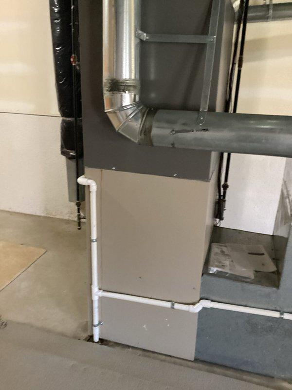 Completed thorough inspection of existing HVAC system in utility room, including gas furnace with vertical flue pipe and connected water heater. Documented current installation configuration, noting ductwork connections, condensate drainage system with PVC piping, and electrical components for replacement estimate. Prepared comprehensive quote (CQ #03871-04) for complete HVAC system replacement with upgraded equipment.