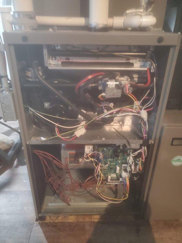 Performed scheduled maintenance on Lennox furnace system. Inspected internal components including blower assembly, circuit boards, and control systems, with particular attention to electrical connections and safety systems. Completed standard tune-up procedures with all systems functioning within normal parameters.