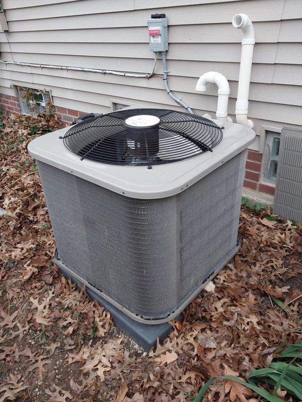 Completed scheduled cooling system maintenance and tune-up on residential outdoor HVAC unit. Performed comprehensive inspection of condenser unit, verified proper fan operation, checked electrical connections, and confirmed system functionality. Unit operating within normal parameters with no issues identified at time of service.