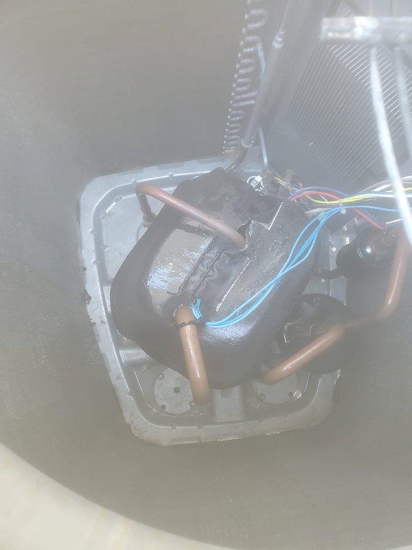 Completed routine cooling system maintenance and tune-up on residential HVAC unit. Inspected outdoor condenser unit, noting accumulated dust and debris on heat exchanger fins; cleaned condenser coils to restore optimal airflow and heat transfer efficiency. Examined indoor evaporator coil assembly, motor, and refrigerant lines; verified all electrical connections, tested system operation, and confirmed unit is functioning properly with no issues detected.