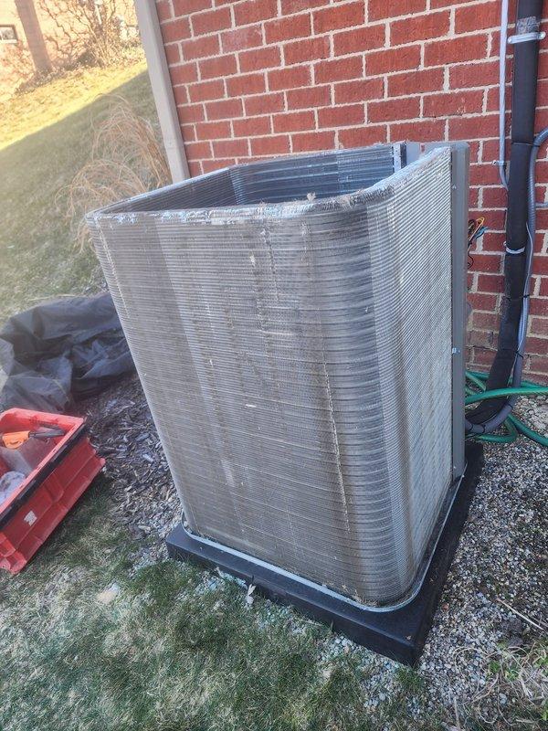 Completed scheduled preventive maintenance on residential heat pump system. Performed comprehensive inspection of outdoor condensing unit, including examination of compressor, refrigerant lines, electrical connections, and heat exchanger coils. Verified proper operation of all components, cleaned condenser coils to remove accumulated debris and dirt buildup, and confirmed system is functioning within normal parameters for continued reliable operation.