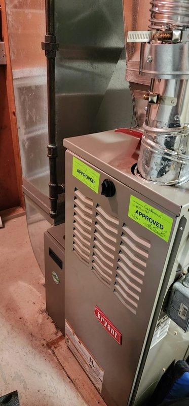 Completed comprehensive heating maintenance service on Bryant furnace system as part of Worry Free Service Agreement. Performed thorough inspection of all internal components including blower assembly, draft inducer motor, heat exchanger, refrigerant lines, and electrical connections. Verified proper operation of all safety controls and system functionality. Applied service completion stickers indicating successful maintenance completion and system compliance.