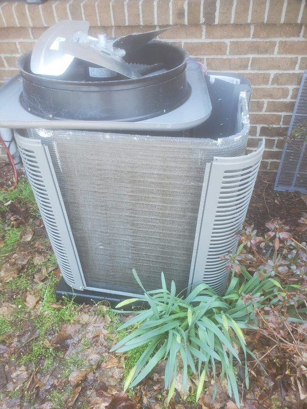 Completed comprehensive maintenance tune-up on dual HVAC system. Performed full inspection of outdoor condensing unit and indoor components, verified refrigerant lines and compressor operation, confirmed proper airflow through louvered panels and fan assembly, and documented equipment condition with photos. System tested and operating within normal parameters.