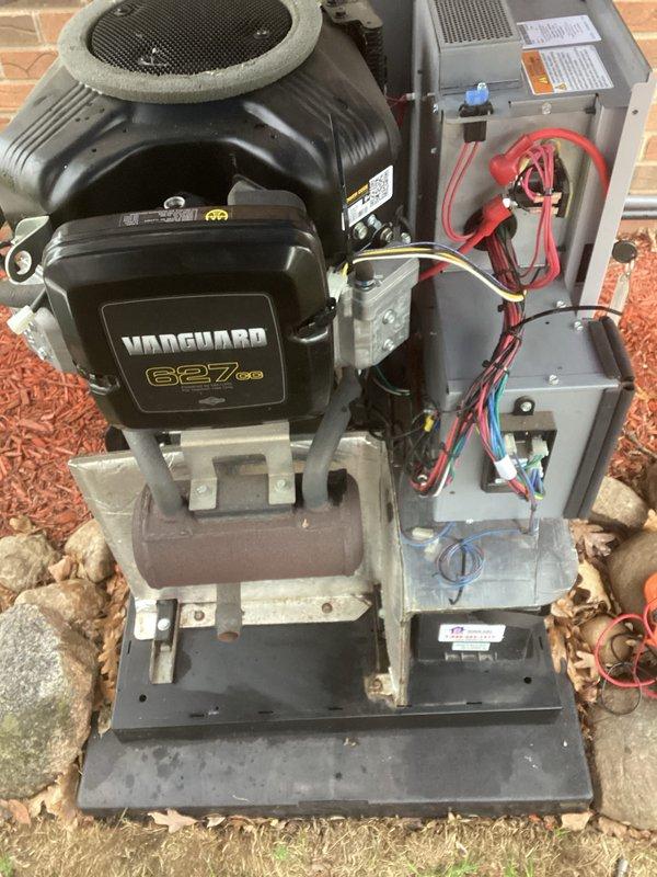 Performed scheduled preventive maintenance on residential standby generator equipped with Vanguard 627cc engine. Inspected and tested electrical connections, verified proper operation of control systems, and confirmed all wiring harnesses and connectors were secure. Utilized clamp meter to measure electrical parameters and ensure system was operating within manufacturer specifications. All components found to be functioning properly with no issues detected.