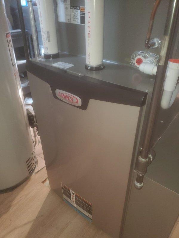 Completed scheduled preventive maintenance on Lennox residential furnace system. Performed comprehensive inspection of all internal components including gas valve assembly, heat exchanger, burner assembly, blower motor, and control board. Verified proper operation of all electrical connections, safety controls, and thermostat communication. Cleaned burners, checked and adjusted gas pressure, inspected flue piping and condensate drainage system. All components operating within manufacturer specifications with no deficiencies noted. System tested and confirmed functioning properly.