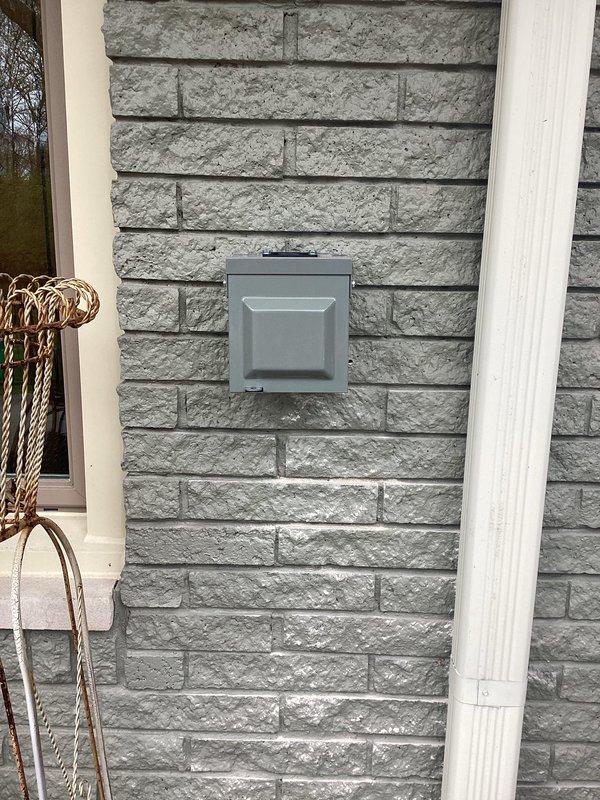 Installed a new 120-volt GFCI-protected RV receptacle on the exterior garage wall with wiring routed through an existing corner closet. Circuit was run above the basement ceiling and protected with conduit along the wall between the house and garage. Additionally, replaced two 2x2 fluorescent fixtures in the basement with new LED fixtures to improve lighting efficiency.