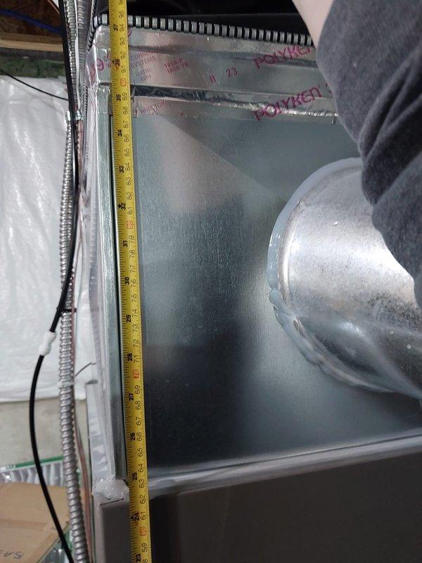 Responded to no cooling complaint on air conditioning system. Upon inspection, measured and assessed air handler unit and ductwork in mechanical space. Verified refrigerant line connections and insulation integrity. System restored to proper cooling operation.