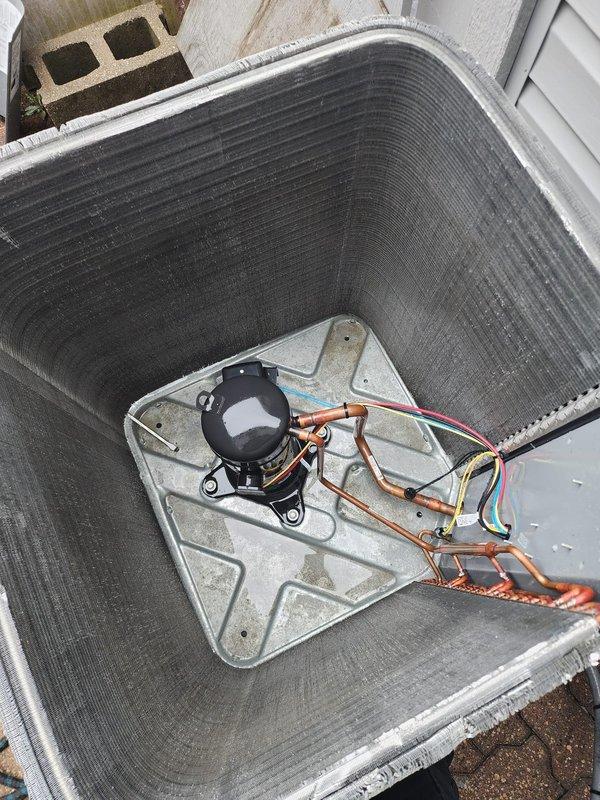 Performed comprehensive air conditioning tune-up on residential condensing unit located in front courtyard. Conducted complete system inspection including evaluation of compressor, condenser coils, refrigerant lines, and electrical connections. Verified proper operation of all components, checked refrigerant levels, inspected copper line sets and electrical wiring for integrity, and ensured condenser fins were clean and unobstructed for optimal airflow and system efficiency.