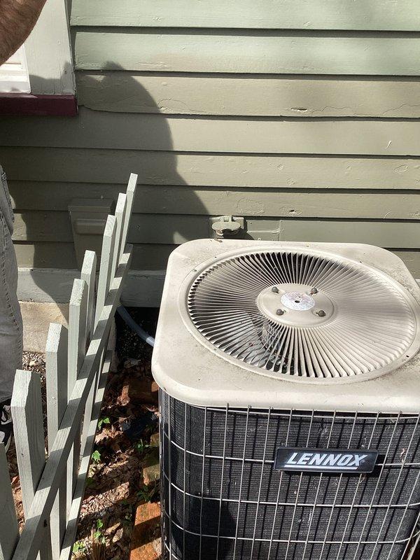 Responded to service call for failed compressor on residential Lennox air conditioning unit. Performed on-site evaluation of outdoor condensing unit and indoor air handler system. Inspected compressor operation and confirmed complete failure requiring replacement. Assessed overall system condition including existing ductwork, insulation, and HVAC infrastructure in basement mechanical area. Documented equipment model information and photographed both exterior condensing unit and interior air handler components. Provided estimate options for compressor replacement versus full system replacement based on age and condition of existing equipment.
