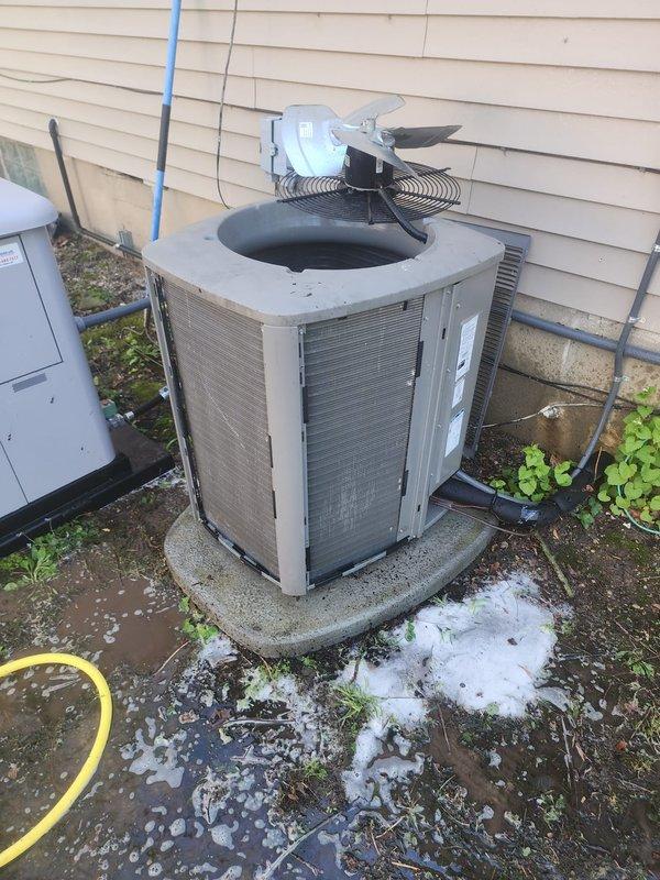 Completed scheduled preventive maintenance on residential air conditioning system. Performed comprehensive inspection of outdoor condenser unit, verified proper operation of compressor and fan motor, examined refrigerant lines and electrical connections for wear or damage, and confirmed all internal components were functioning within normal parameters. Unit tested successfully with no issues identified during service visit.