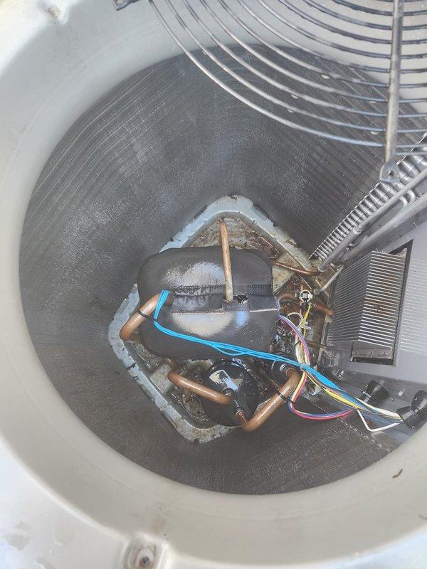 Completed scheduled preventive maintenance on residential air conditioning system. Performed comprehensive inspection of outdoor condenser unit, verified proper operation of compressor and fan motor, examined refrigerant lines and electrical connections for wear or damage, and confirmed all internal components were functioning within normal parameters. Unit tested successfully with no issues identified during service visit.