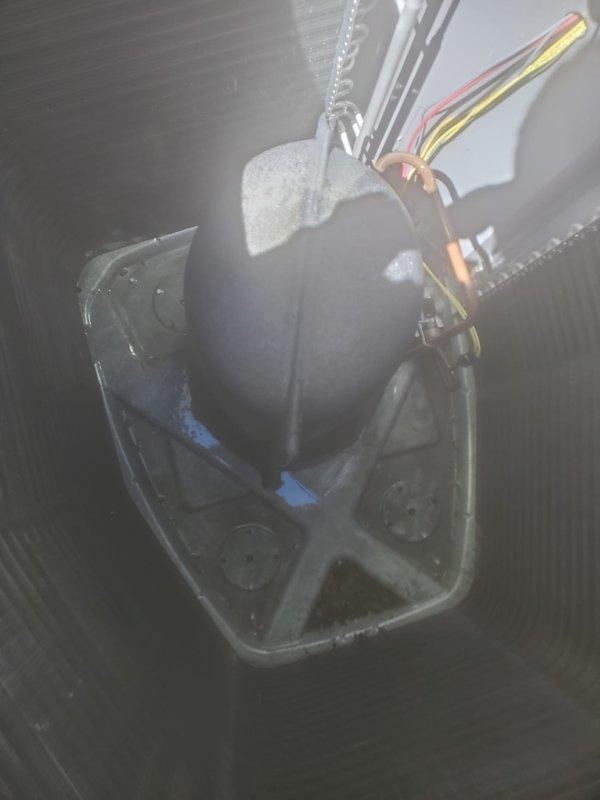 Completed preventive maintenance on residential air conditioning system. Inspected outdoor condensing unit, verified proper operation of compressor and condenser fan, and checked refrigerant levels. Examined indoor evaporator assembly including condensate drain pan and trap, confirmed drainage system functioning correctly with no blockages present. All electrical connections secure, system operating within normal parameters.