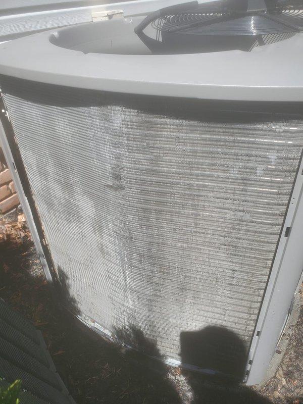 Completed preventive maintenance on residential air conditioning system. Inspected outdoor condensing unit, verified proper operation of compressor and condenser fan, and checked refrigerant levels. Examined indoor evaporator assembly including condensate drain pan and trap, confirmed drainage system functioning correctly with no blockages present. All electrical connections secure, system operating within normal parameters.