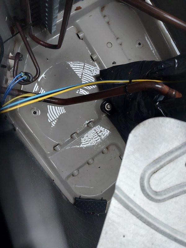 Completed routine air conditioning maintenance per Worry Free Service Agreement cooling protocol. Performed comprehensive inspection of indoor blower motor assembly, verified electrical connections and wiring integrity, and examined refrigerant line connections. Outdoor condenser unit inspected and documented with significant dirt and debris accumulation noted on coil fins requiring attention to maintain optimal heat transfer efficiency and system performance.