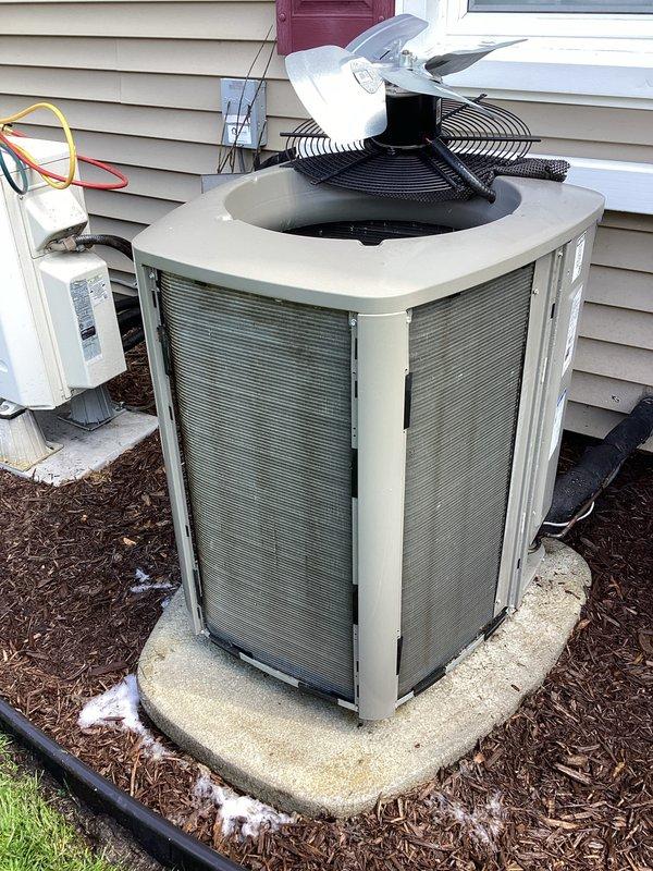 Completed comprehensive heating maintenance inspection on residential multi-zone HVAC system including outdoor condenser unit and mini-split components. Performed thorough visual inspection of internal compressor assembly, verified refrigerant line connections, examined electrical wiring and disconnect box, and documented system condition with all components operating within normal parameters.