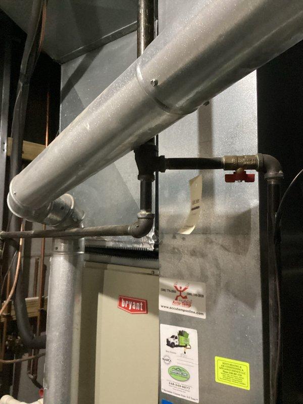 Completed comprehensive HVAC replacement estimate for residential system upgrade. Assessment included existing Bryant furnace installation with associated ductwork configuration, evaluating current metal supply and return duct network, flexible duct connections, and copper refrigerant line routing in mechanical space. Documentation captured equipment specifications, ductwork layout including trunk lines and branch configurations, and overall system accessibility for replacement planning purposes.