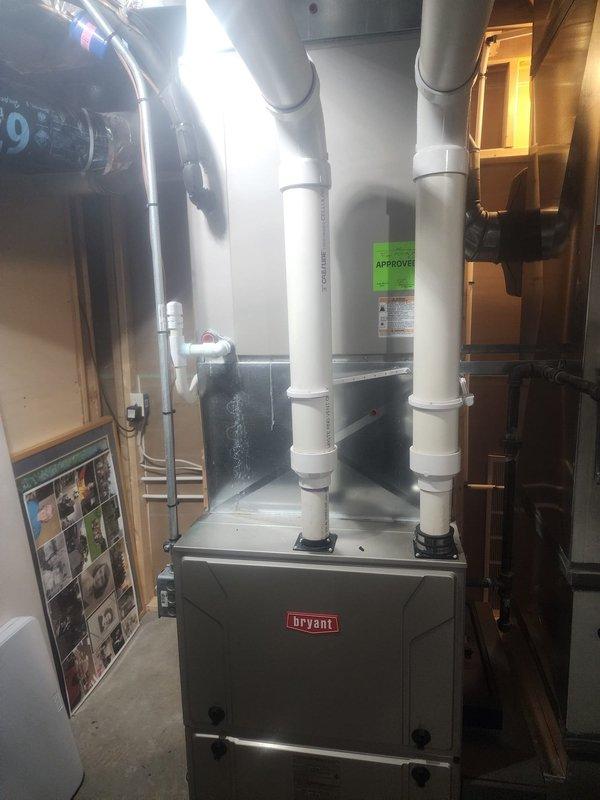 Responded to no cooling complaint on residential Bryant HVAC system. Upon arrival, performed diagnostic testing using digital manifold gauges to measure refrigerant pressures and system performance. Identified refrigerant leak in system requiring repair. Conducted pressure testing, located leak source, and completed necessary repairs to restore proper refrigerant charge levels. System tested and verified operating within manufacturer specifications with proper cooling capacity restored.