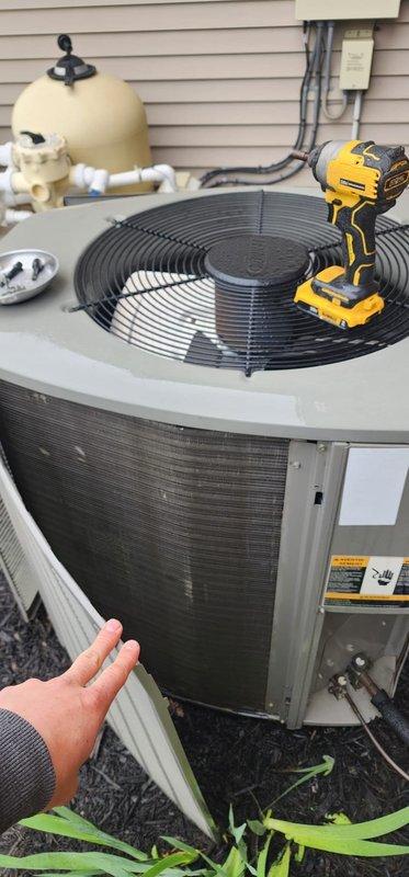 Performed comprehensive cooling system tune-up on outdoor condensing unit. System was operating properly upon arrival. Completed full preventive maintenance protocol including inspection of condensing unit, electrical connections, refrigerant lines, and indoor air handler components. Verified proper operation of condenser fan motor and compressor. All components found to be functioning within normal parameters with no deficiencies noted.