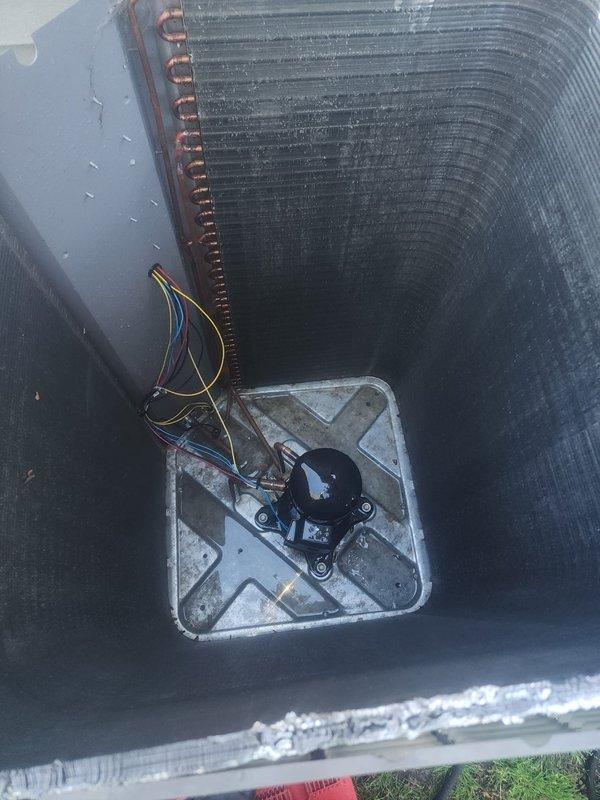 Completed scheduled preventive maintenance on residential split-system air conditioning unit. Performed comprehensive inspection of indoor evaporator coil assembly, verifying proper airflow through heat exchanger fins and examining blower motor electrical connections. All refrigerant line connections at indoor unit were inspected and found secure with no signs of leakage. Conducted thorough evaluation of outdoor condensing unit, including visual inspection of condenser coil fins which were found to be clean and free of debris. Verified proper drainage from condensate system and confirmed all electrical connections at outdoor unit were tight and properly terminated. System operational testing confirmed unit is cooling effectively with no performance issues noted. Equipment is in good working condition and ready for continued service.