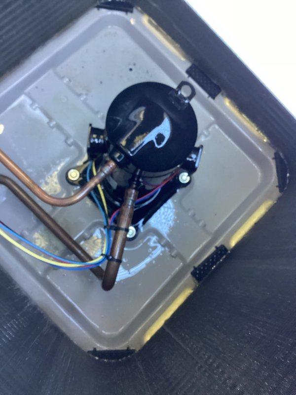 Performed preventative maintenance inspection on HVAC system in response to ecobee thermostat service reminder notification. Inspected air handler interior components including evaporator coils, blower motor assembly, and refrigerant lines, confirming all components operational with no visible defects. Examined outdoor condensing unit electrical components including capacitor, wiring connections, and refrigerant line connections, verifying proper operation and system functionality.