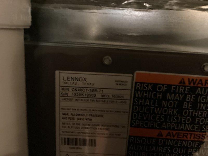 Completed complimentary air conditioner start-up service on Lennox CK30CT-36B-2Y system. Verified unit operation, confirmed Honeywell Home thermostat functionality with proper cooling mode activation, and documented equipment condition with no issues found during inspection.