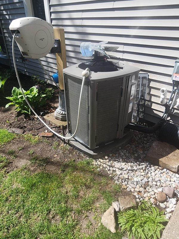 Completed comprehensive cooling system maintenance and tune-up on residential HVAC unit. Performed full system inspection of outdoor condenser unit and indoor air handler, checking all electrical connections, refrigerant lines, and mechanical components. System tested and confirmed operational with all components functioning properly.