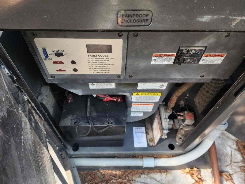 Completed scheduled maintenance on residential standby generator unit. Performed comprehensive inspection of engine compartment, control panel, and electrical components. Verified proper operation of digital control system, checked battery condition, inspected fuel lines and connections, and examined exhaust system components for wear and proper routing. All systems found to be functioning within normal parameters.