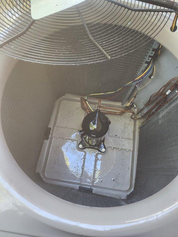 Completed preventative maintenance tune-up on a 4-year-old Bryant air conditioning system. Performed comprehensive inspection of outdoor condenser unit, including examination of compressor, fan motor, and electrical connections. Verified proper operation of fan guard and assessed interior components for wear or damage. Inspected indoor air handler and return air grille for airflow restrictions and cleanliness. All electrical connections found secure with proper wire routing. System operating within normal parameters with no issues identified during service visit.