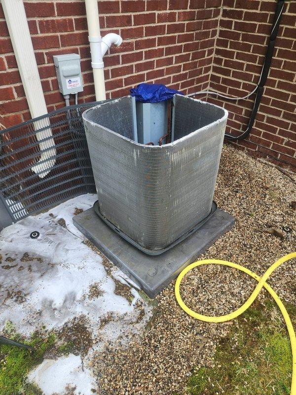 Completed routine cooling system maintenance and tune-up on outdoor condensing unit. Performed comprehensive inspection of compressor, heat exchanger coils, refrigerant lines, and electrical components. System tested and verified operational with all parameters within normal specifications.