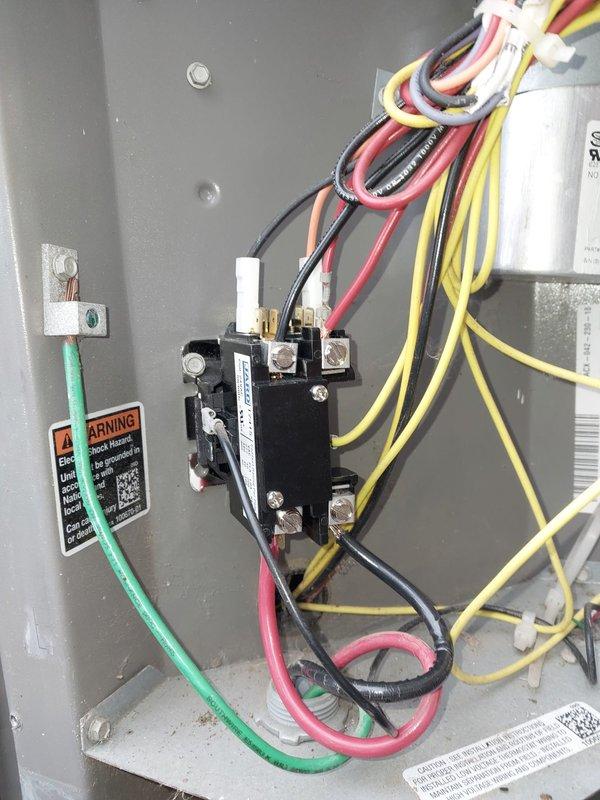 # HVAC Service Completed

Responded to no cooling complaint on aging residential air conditioning system. Upon arrival, performed comprehensive system diagnostics to identify root cause of failure.

Inspected electrical control panel and found failed contactor preventing compressor operation. Replaced defective contactor with new unit, ensuring all electrical connections were properly secured and torqued to manufacturer specifications. Verified proper wire routing and confirmed all safety devices were functioning correctly.

Conducted leak detection procedures due to system age and potential refrigerant loss. Added leak sealer with UV dye to refrigerant circuit to seal minor leaks and enable future leak detection if needed. Connected refrigerant manifold gauges to measure system pressures and verify proper charge levels. Monitored R-410A refrigerant pressures, superheat, and subcool readings using digital manifold gauge set.

System pressures stabilized at 96.9 psig low side and 200.9 
