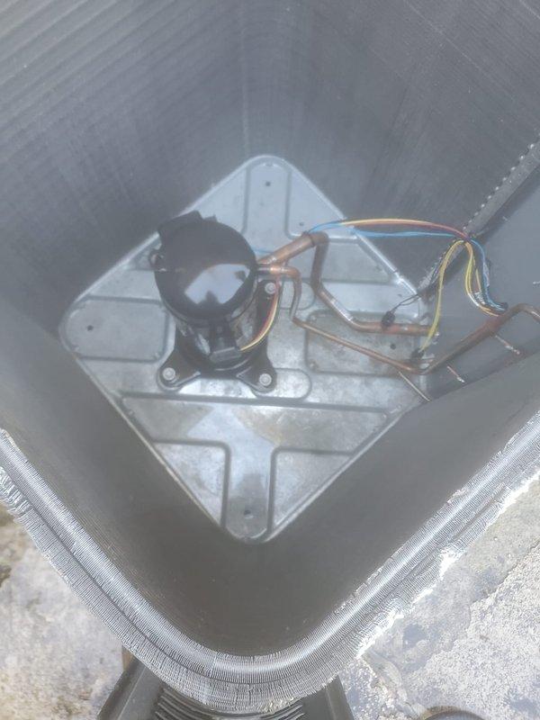 Completed scheduled cooling system maintenance and tune-up on outdoor condenser unit. Performed comprehensive inspection of compressor, refrigerant lines, electrical connections, and condensing coil; all components found operating within normal parameters. System tested and confirmed working properly with no deficiencies noted.