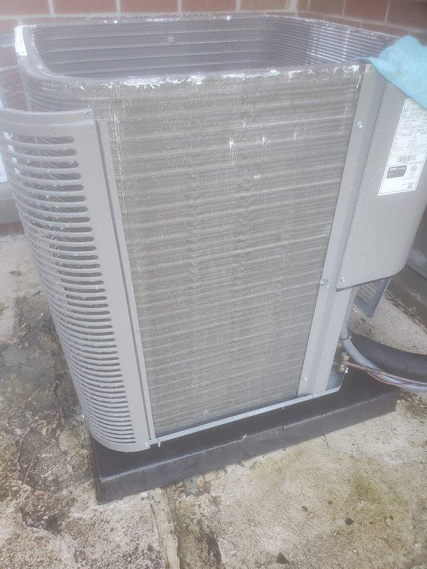 Completed scheduled cooling system maintenance and tune-up on outdoor condenser unit. Performed comprehensive inspection of compressor, refrigerant lines, electrical connections, and condensing coil; all components found operating within normal parameters. System tested and confirmed working properly with no deficiencies noted.