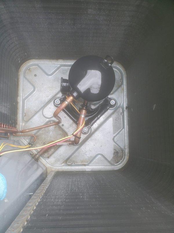 Completed scheduled cooling system maintenance and tune-up on residential HVAC unit. System was operational upon arrival and confirmed working properly throughout inspection. Performed comprehensive evaluation of outdoor condenser unit, including inspection of heat exchanger coils, refrigerant lines, copper tubing connections, and compressor assembly. All components found in satisfactory condition with no repairs needed.