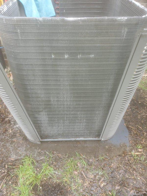 Completed scheduled cooling system maintenance and tune-up on residential HVAC unit. System was operational upon arrival and confirmed working properly throughout inspection. Performed comprehensive evaluation of outdoor condenser unit, including inspection of heat exchanger coils, refrigerant lines, copper tubing connections, and compressor assembly. All components found in satisfactory condition with no repairs needed.
