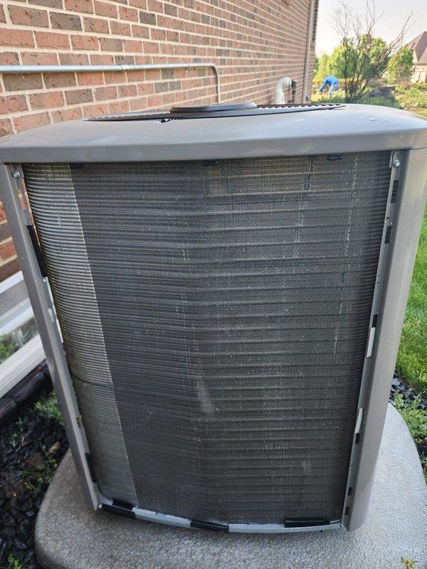 Completed prepaid HVAC maintenance tune-up on residential cooling system. Performed comprehensive inspection of outdoor condenser unit and indoor evaporator coil components. System found operating within normal parameters with all refrigerant lines, electrical connections, and heat exchanger coils in good condition. Unit maintains proper functionality with no deficiencies noted.