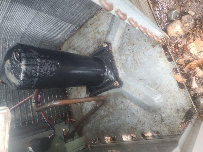 Completed scheduled maintenance on two residential HVAC systems. Performed comprehensive inspection of both outdoor condensing units, including compressor operation verification, refrigerant line assessment, and evaporator coil examination. Noted age-related wear on equipment components with surface oxidation on copper lines and weathering on compressor housings. Cleared debris accumulation from around exterior units and verified proper airflow through condenser coils. Both systems operational and functioning within normal parameters upon completion of maintenance service.
